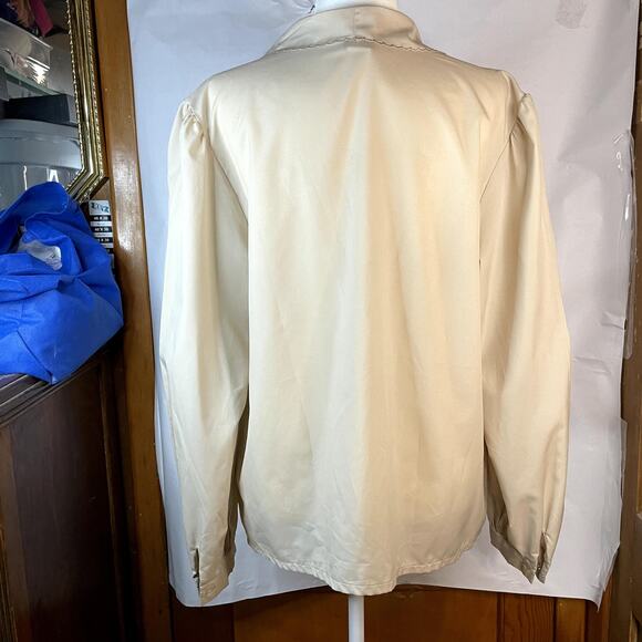Vintage Alice Stuart 18 A Women's button down blouse tan long sleeve - Picture 2 of 11